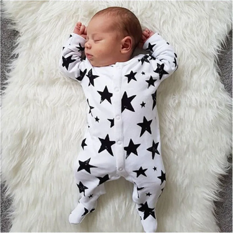 Newborn Kids Baby Girl Boy Cotton Warm Baby Clothes Cartoon Bodysuit Romper Jumpsuit Outfits Star Infant roupa menina