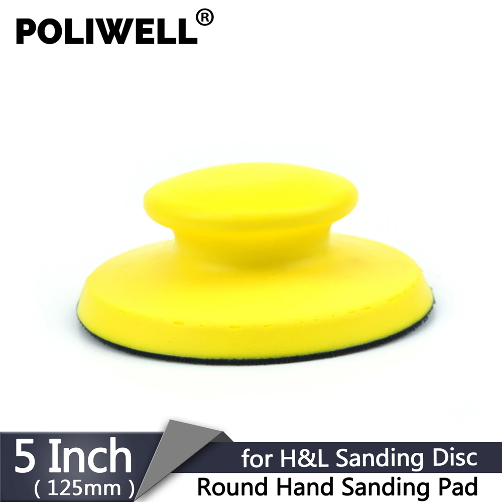 POLIWELL 5 inch 125mm Hook & Loop Manual Backing Pad for Sanding Disc Sandpaper Hand Polishing Pads Car Wood Sanding Block Tools