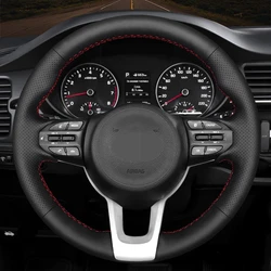 DIY Black Wearable Faux Leather Car Accessories Steering Wheel Cover For Kia Rio K2 Picanto Morning 2017 2018 2019 Rio5 2019