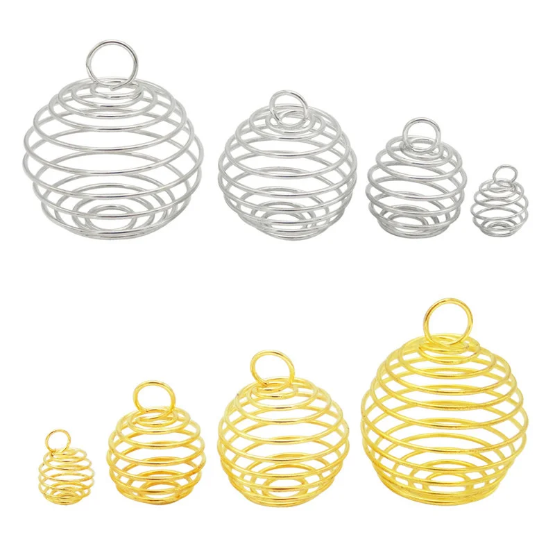 10-40pcs Spiral Bead Cages Pendants Stone Holder Charms Necklace Cage Pendants For Jewelry Making Findings Accessory