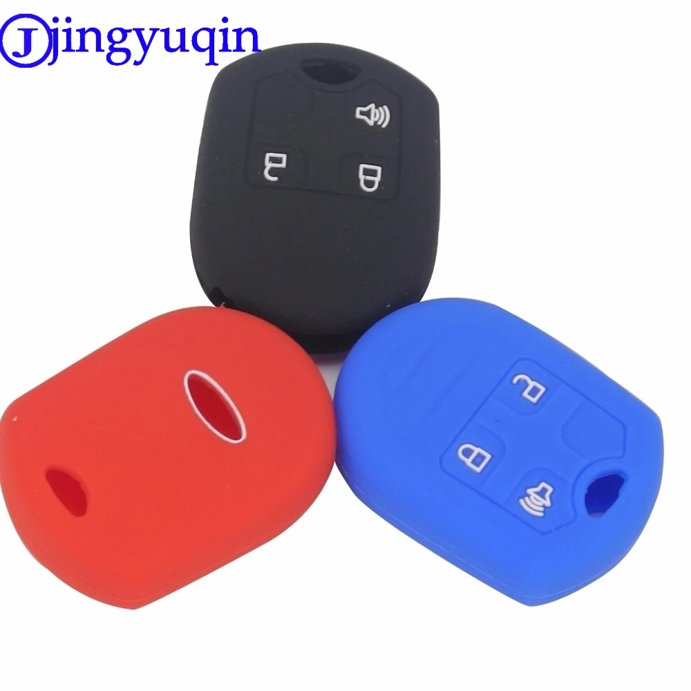 jingyuqin 3 Buttons Silicone Car Key Cover Case For Ford Flex F150 F250 F350 F450 Explorer Edge Mustang Expedition Taurus Fusion