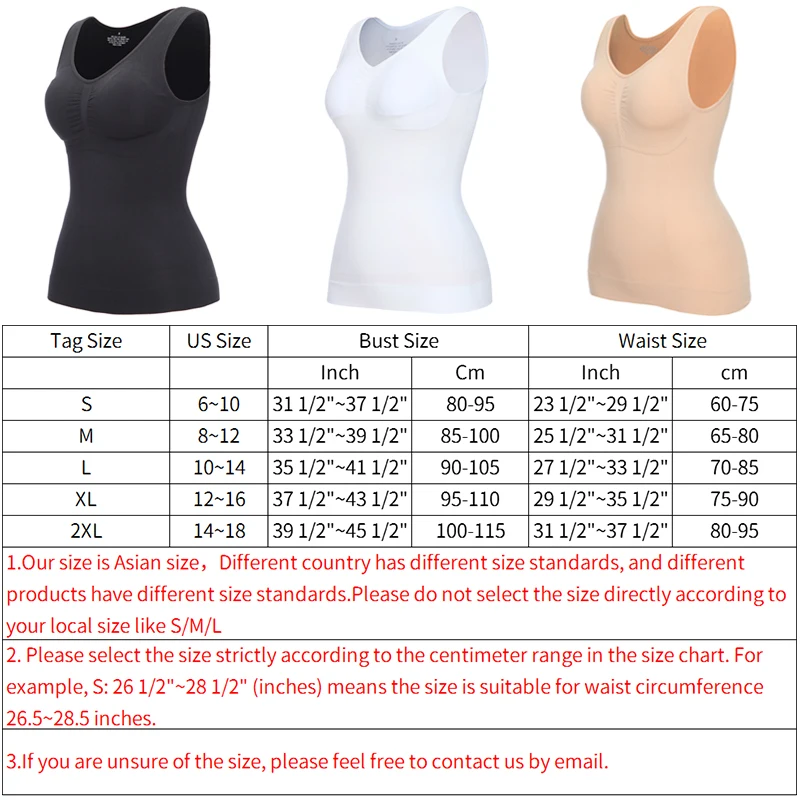 Padded Shaperwear Compression Camisole Body Shaper Woman Tummy Control Tank Tops Slimming Shapers Waist Trainer Corset Slim Vest