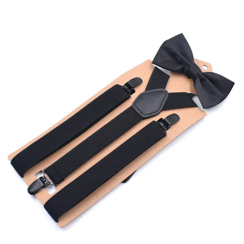 Spodnie dla dorosłych 2,5 cm Clip-On Y Back Braces Holder Belt Bowtie Elastic Shirt Stay 3 Clips Alloy Head Strap Suspenders Bow Tie Set