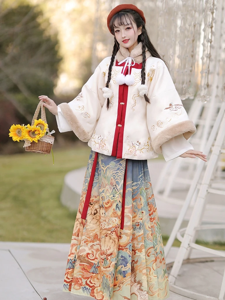 Chinese Dress Ancient Kimono Hanfu Red Traditional Embroidery Tang Dynasty Dresses China Style New Year Cosplay Costume winter