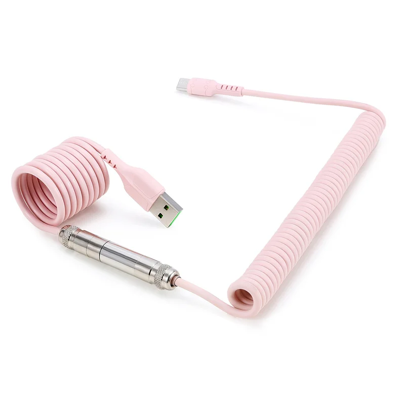 Customized DIY Aviation Plug Type-C Interface Data Cables Mechanical Keyboard Telescopic Spring High Elastic Lengthened