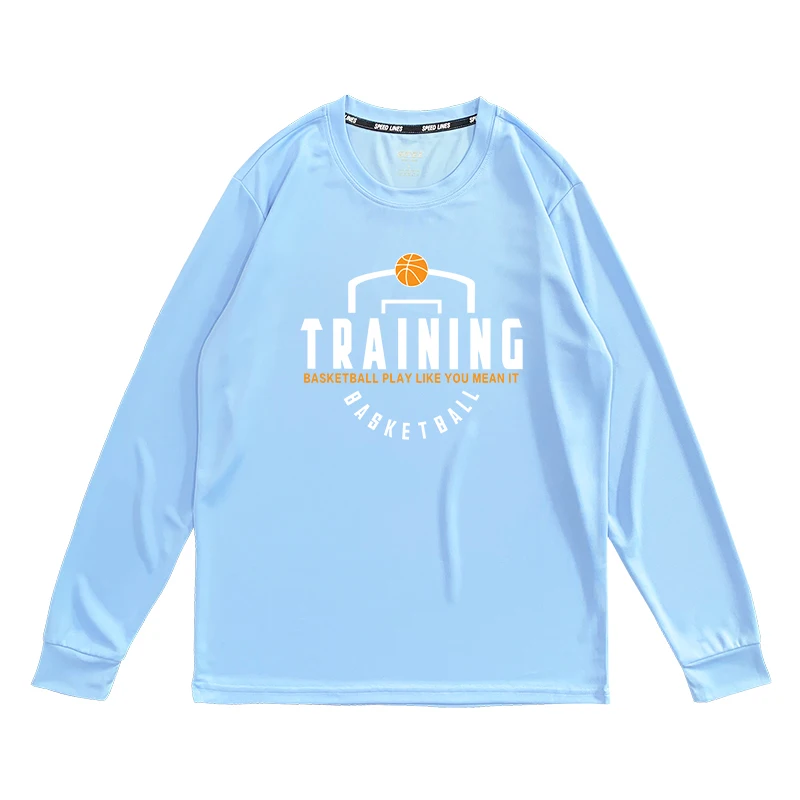 Sport Quick-Dry Loose T-Shirt Men Breathable Letter Printed Streetwear Daily Basketball Gym Training Harajuku Long Sleeve Tees