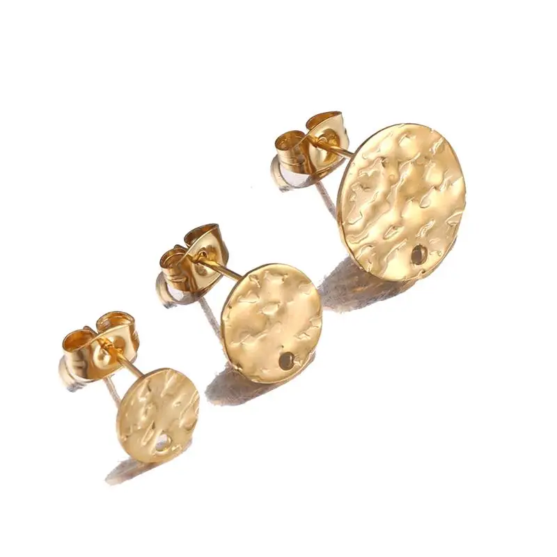 10/20Pcs Stainless Steel Blank Post Earring Studs Base Pins With Earring Plug Gold Steel Color Ear Back For DIY Jewelry Making