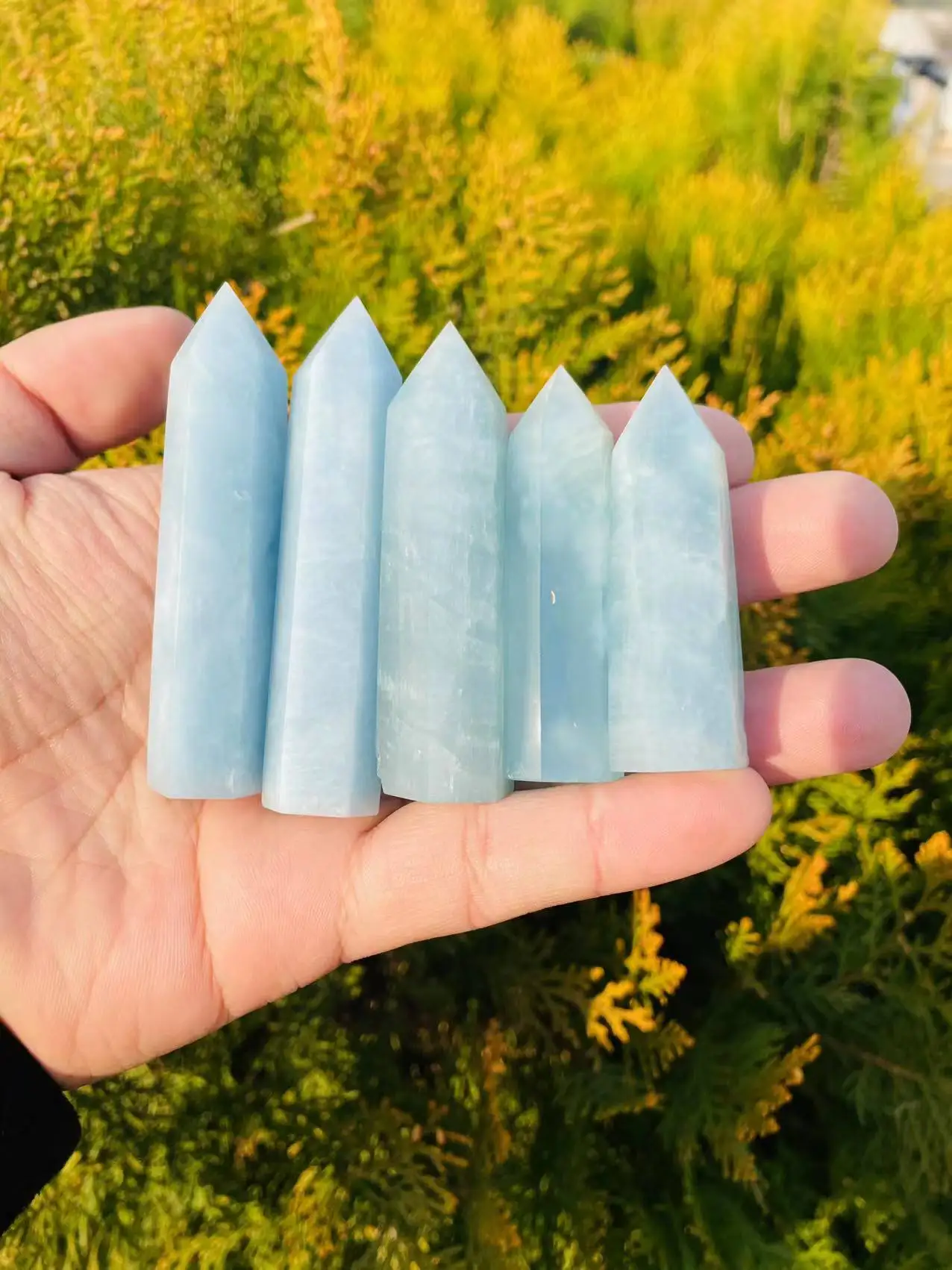 

Natural Blue Aquamarine Quartz Crystal Point Tower Chakra Healing Gemstone Home Decor Natural Stones and Minerals