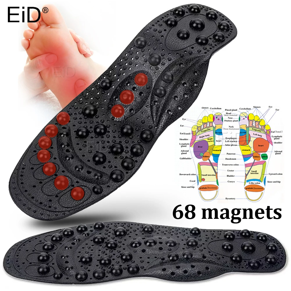 EiD High quality 68 Therapy Magnetic Massage insoles Foot Acupuncture Point Therapy Insole Cushion Slimming Magnetic pads Unisex