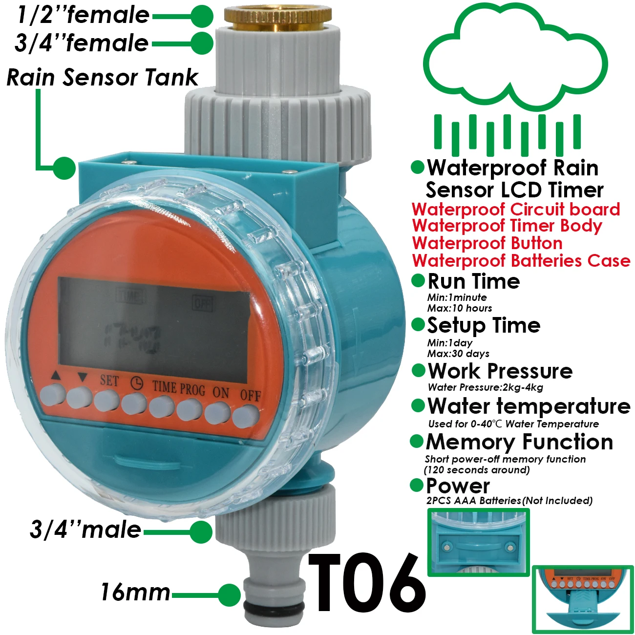 KESLA Garden Automatic Watering System Timer Rain Sensor Solar LCD Electronic Drip Irrigation Controller Greenhouse Irrigator