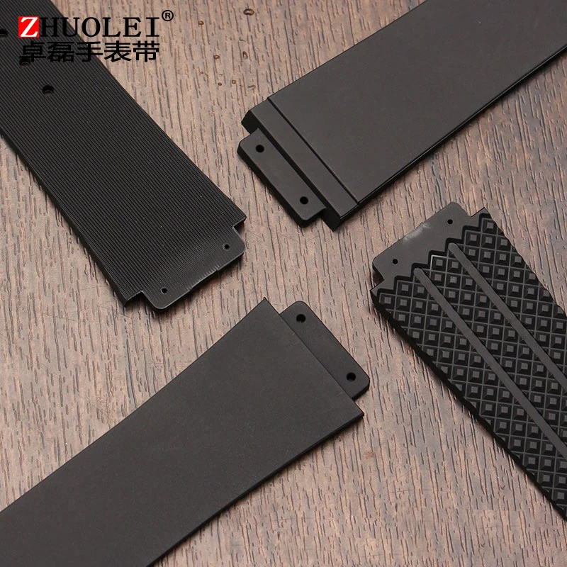 For Hublot strap BIG BANG authentic Watchband stainless buckle free tool New Black Silicone Men Rubber watchband25*19 two style