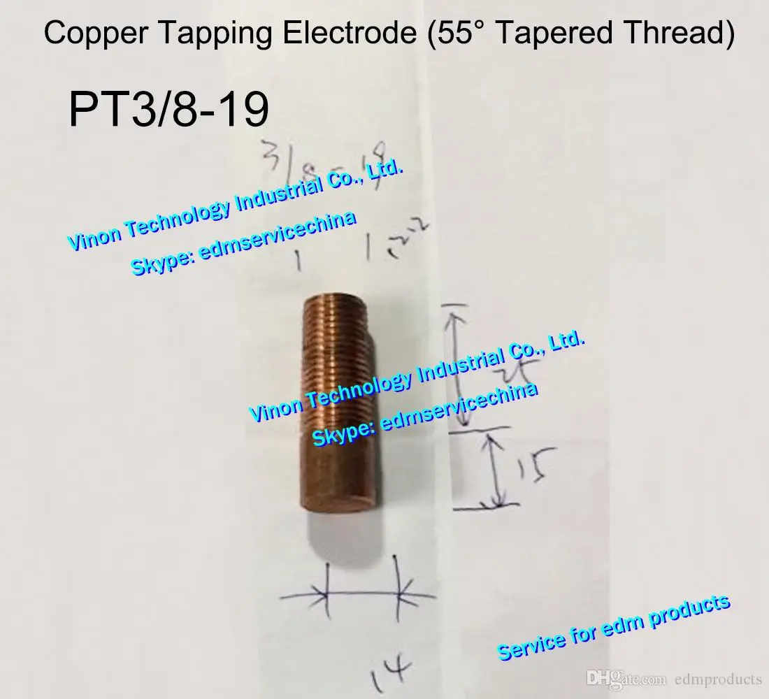 (5PCS) BSPT 3/8-19 Copper thread electrode (55° Tapered Thread) edm spark tapping electrode copper,British Pipe Thread Electrode