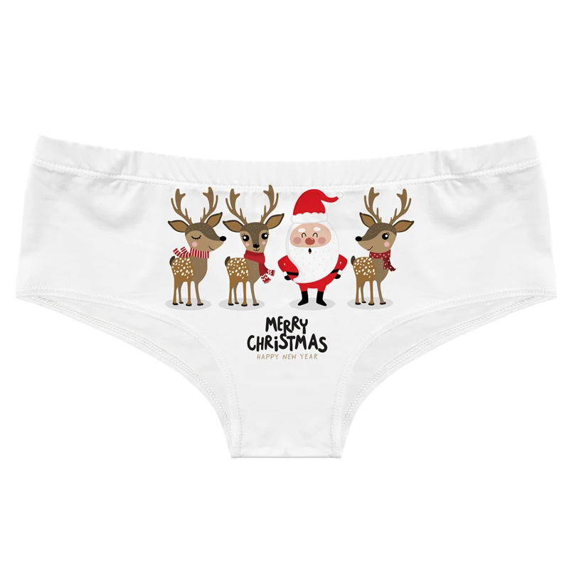 Christmas Series Cartoon Santa Elk Print Sexy Women\'s Underwear Elastic Low-Waist Panties Temptation Hip-Up Female Briefs Tanga