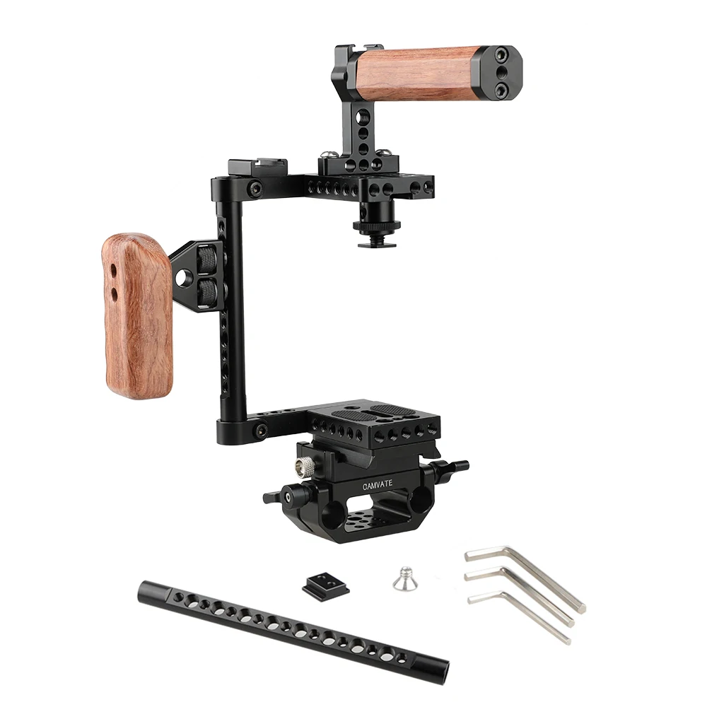 HDRIG универсальная ручка для DSLR-камеры (левая деревянная ручка) с деревянной ручкой быстросъемная клетка в комплекте для камеры