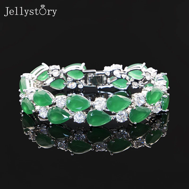 Jellystory claaic silver 925 bracelet women jewlery emerald ruby gemtone for women fashion wedding gifts wholesale 2021