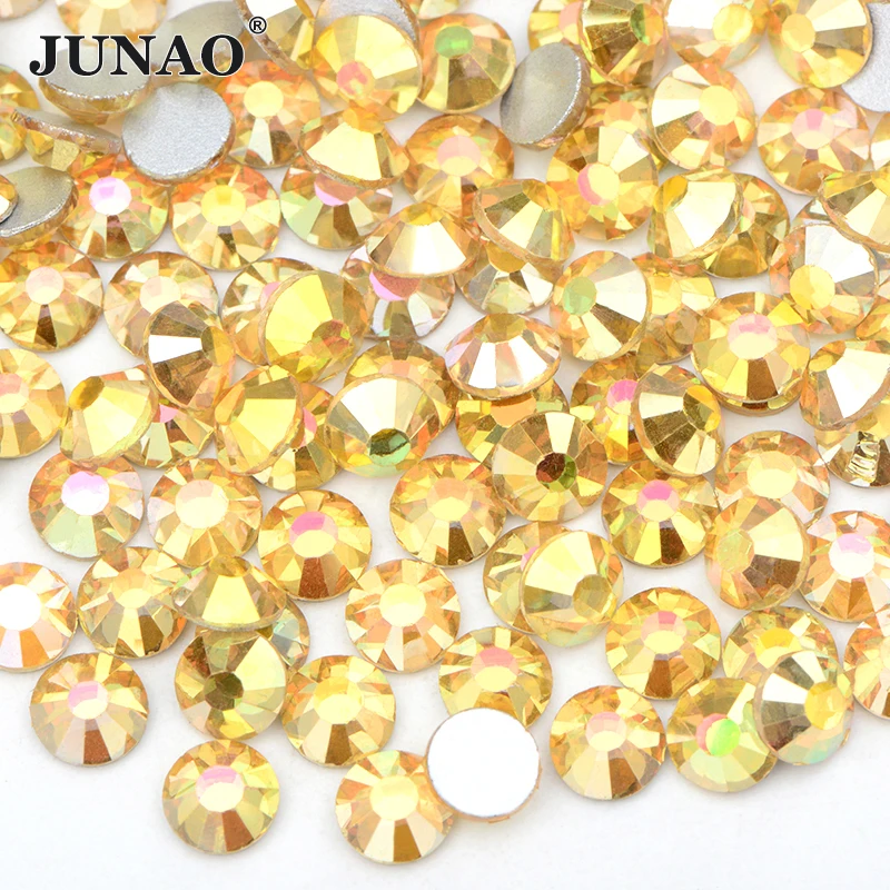 JUNAO SS6 10 12 16 20 30 Red Flame Flatback Non Hot Fix Glass Rhinestone Glitter Diamond Gems Nail Crystal Stones Glue On Strass