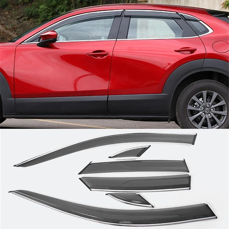 For 6PCS Mazda CX-30 Car Window Visor Windows Side Waterproof Decoration Shield Exterior Accessories Body Kit CX30 2020 2021