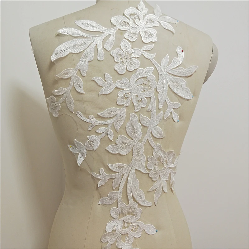 large  flowers appliuqe  embroidery lace with sequinces  appliques Patch bridal dreses DIY lace pieces fabric