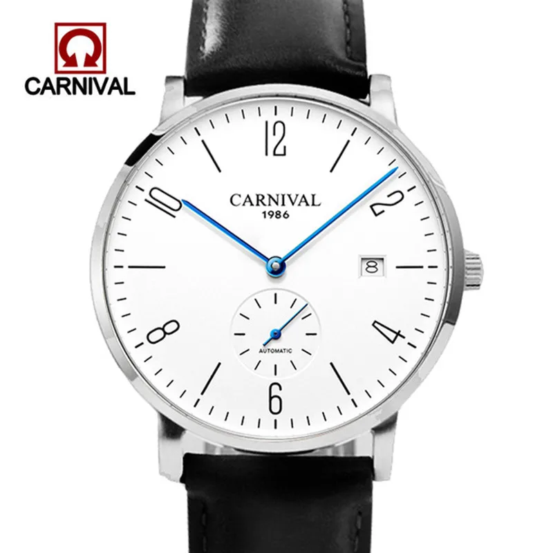 marque de carnaval reloj mecánico de lujo impermeable Ultra fino calendario de negocios relojes de pulsera automáticos para hombres reloj Masculino