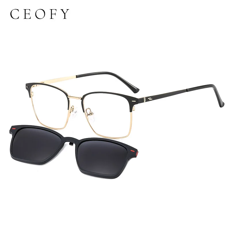 

CEOFY Men Clip on Polarized Sunglasses Brand Designer Optical Myopia Eyeglass Prescription Glasses Multifunction T3518