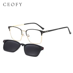 CEOFY Men Clip on Polarized Sunglasses Brand Designer Optical Myopia Eyeglass Prescription Glasses Multifunction T3518