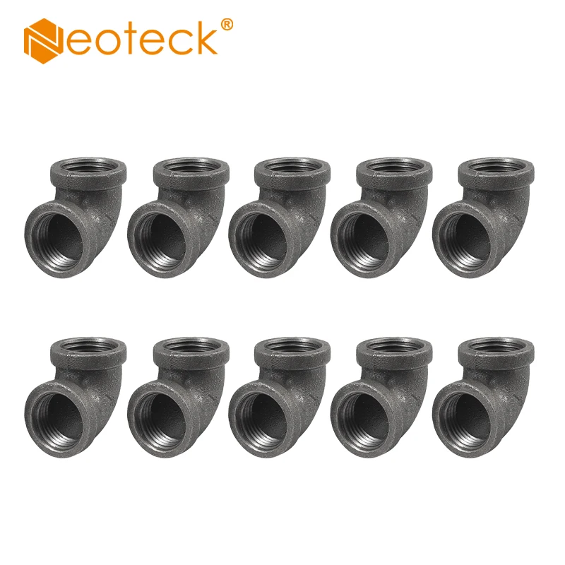 

Neoteck 10 Pcs Threaded Iron Pipe Fitting Elbow 90 Degree Angled 1/2 "Malleable Cast Iron Angled wrought iron