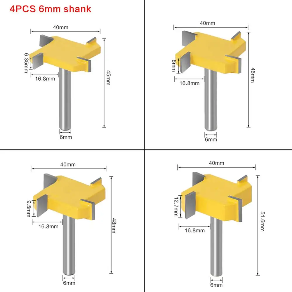 6mm 1/4inch Shank Flush trim bit Z4 Milling Straight Edge Slotting Milling Cutter Cutting Handle for Wood Woodwork