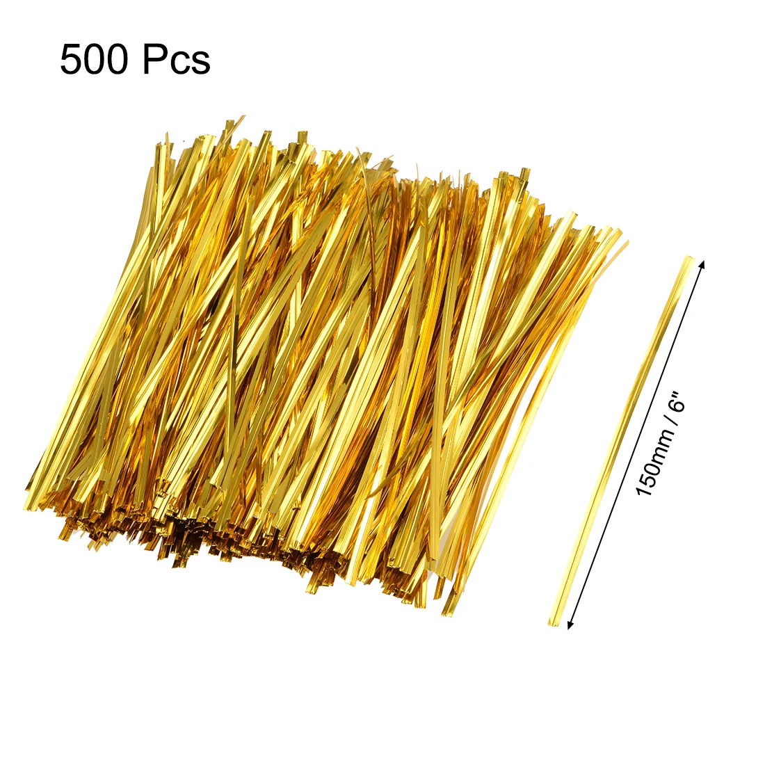 uxcell 500pcs Long Strong Twist Ties 5.9 Inches Quality Plastic Closure Tie Golden For Home, Business, Institutions