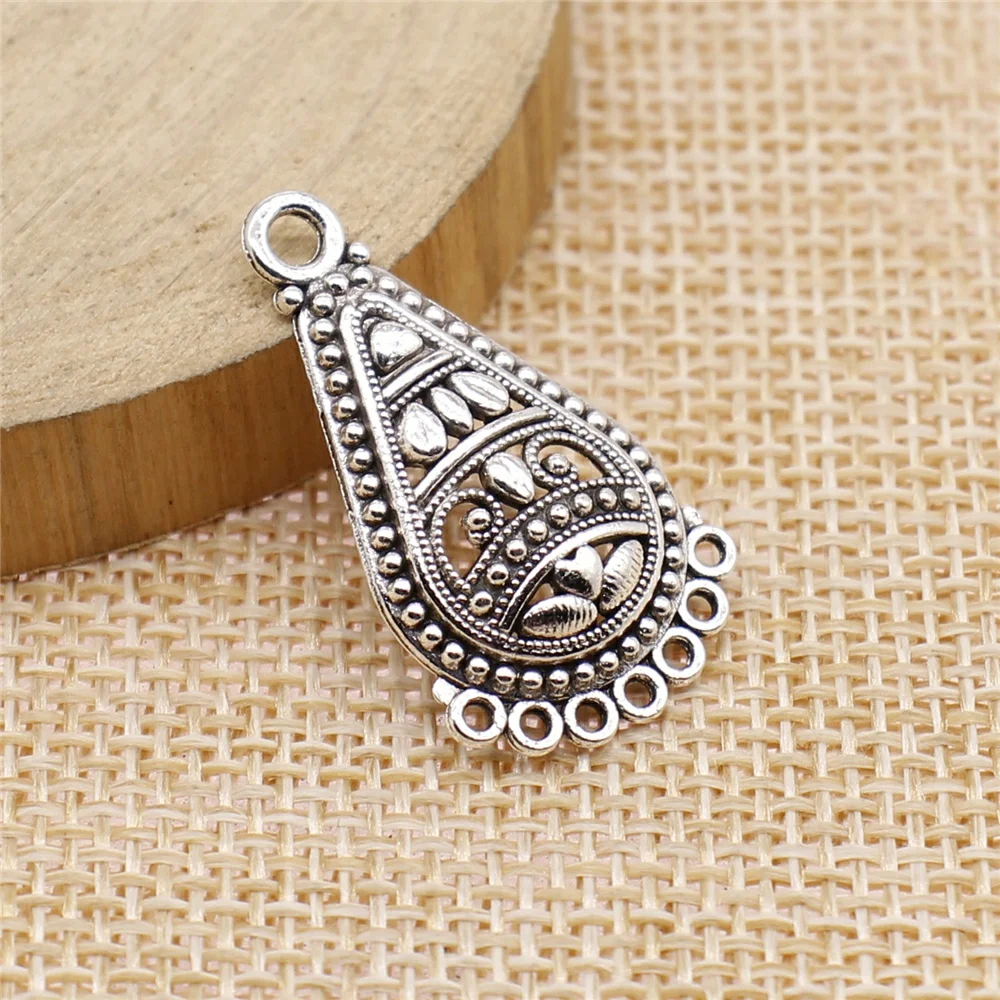 8pcs 17x30mm Earring Connector For Jewelry Making Findings Accessories Charms Tibetan Silver Color