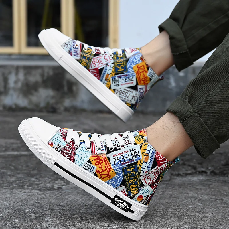 High Top Men\'s 2023 Printed Black Canvas Shoes Sll Vulcanize Shoes Women Stars Casual Skateboarding Shoes Classic Brand Sneakers