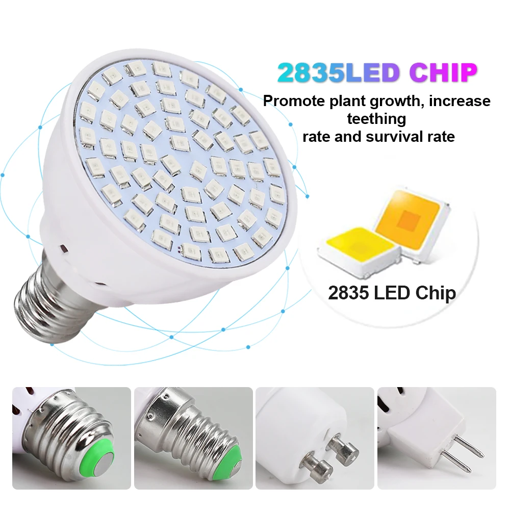 LED Grow Light Bulb AC 220V E27 E14 GU10 MR16 Lamps Bulb Greenhouse Hydroponic Phyto Lamp For Plant Full Spectrum Seeds Lighting