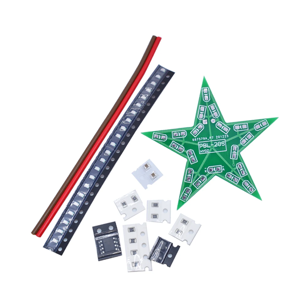 Students training DIY Kit Five-Pointed Star Breathing Light Gradient LED Light for Christmas Soldering Training Red Green Blue