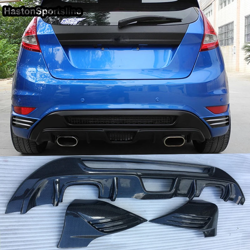 

For Ford Fiesta MK7 ABS Fake Carbon Fiber Rear Bumper Diffuser Splitter Apron 2008~2012