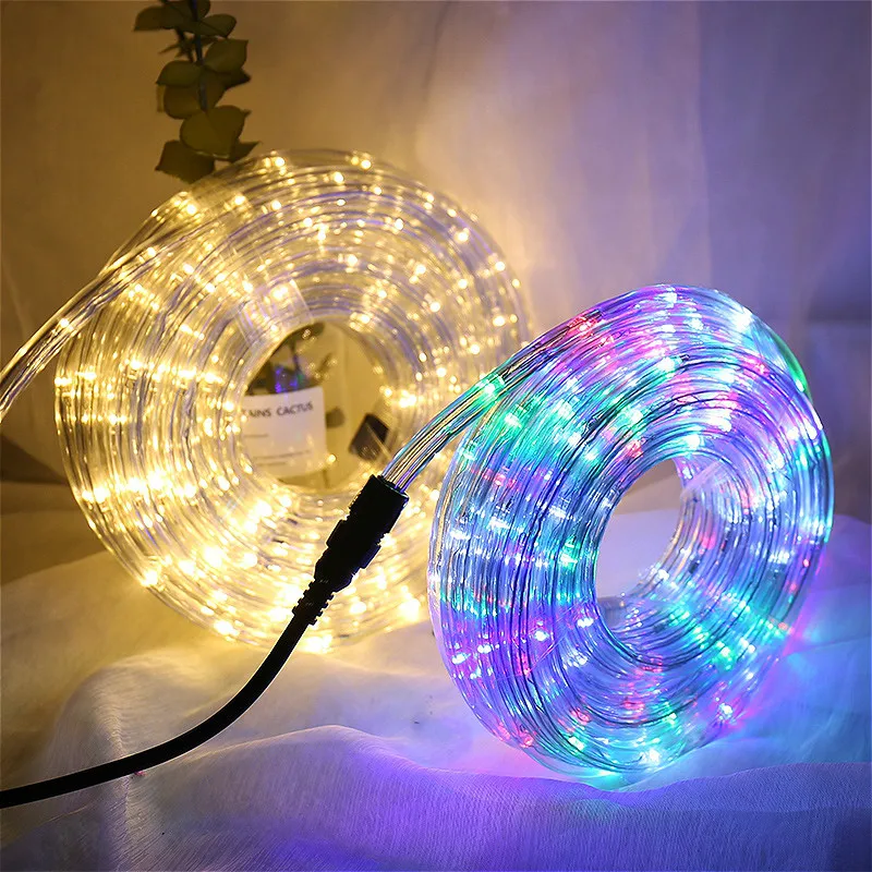 LED Rope Lights 8 Modes Flash IP67 Waterproof LED Rainbow Tube Rope Led Strip Christmas Light Outdoors Holiday Decoration Lights