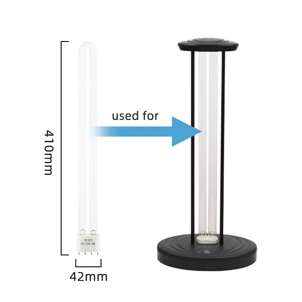 AC220V High Ozone UVC Sterilizing Lamp Tubes 38W Ultraviolet Germicidal Lamps 2G11 UV Disinfection Spare Light Tube  253.7nm