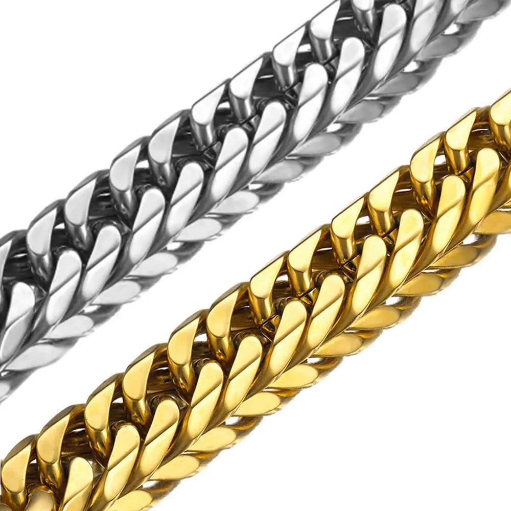 9/11/13/16/19/21MM Silver Color/Gold/Black Stainless Steel Cuban Curb Chain Necklace Or Bracelet Mens Womens Jewelry 7-32inch