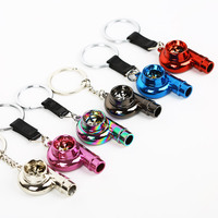 Whistle Sound Turbo Turbine Long Style Metal Keychain Key Chain Ring Keyring Keyfob Pendent Car Auto Part Charger Spinning