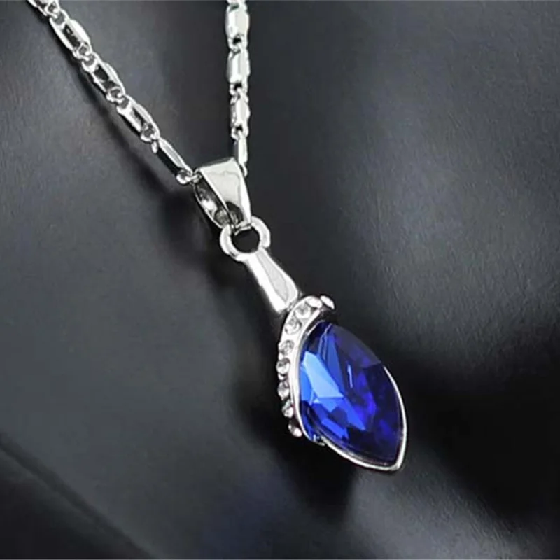 Blue Angel Eyes Bridal Jewelry Sets For Women Silver Color Earrings And Necklace Costume Crystal Choker Set Italian Fashion New