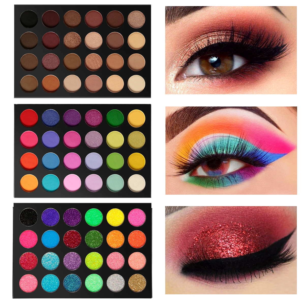 

30pcs/lot Wholesale Eyeshadow Palette Private Label Cosmetics Makeup Eye Shadow Pallet No Logo Products Neon Glitter Nude Shades