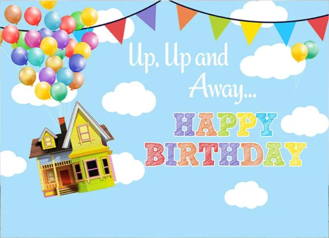 UP Birthday Party Photo Studio Backdrop Props Boy Adventure Happy Birthday Up Up and Away Balloons Party Decorations