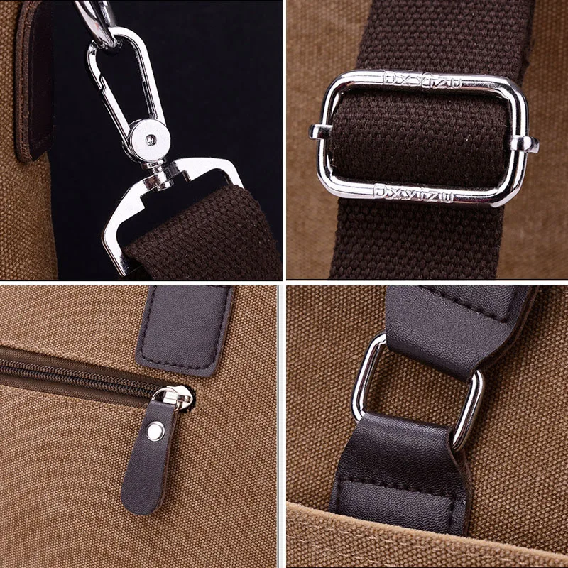 Scione Male Briefcases Big Business Men Messenger Bags Canvas Men\'s Handbags Travel Cross-Body Bags Men Shoulder Bags Black