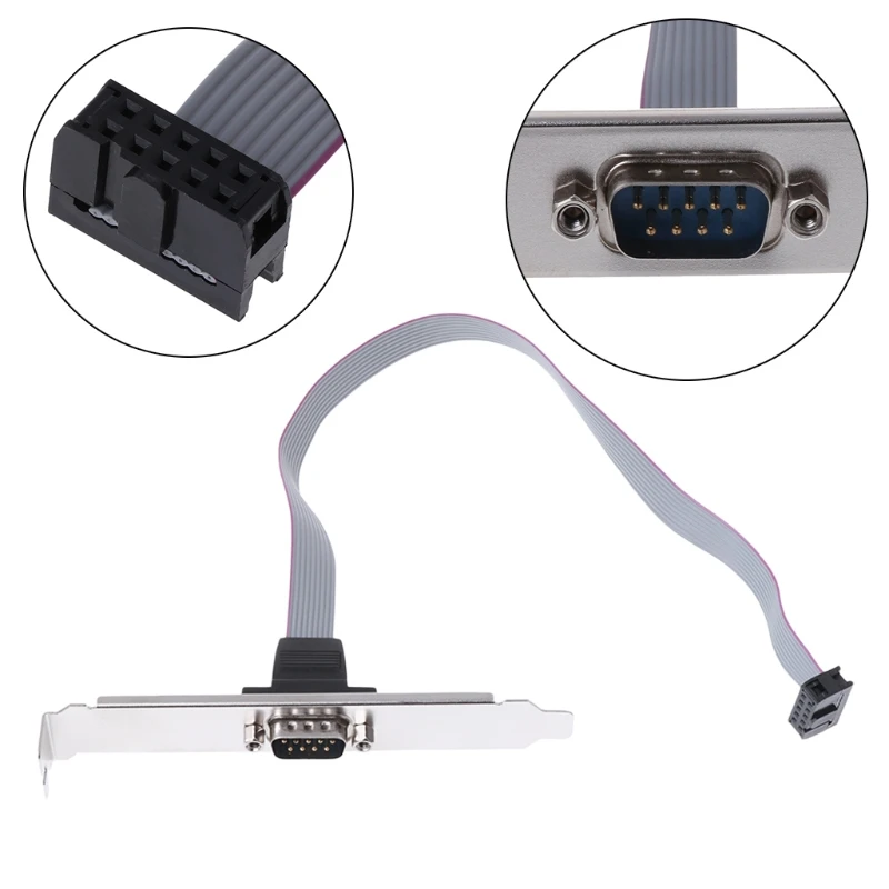 Serial 9 Pin DB9 RS232 Com Port Ribbon Cable Bracketใหม่