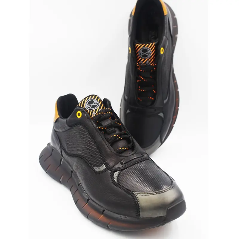 Männer Schwarz Echtes Leder Sneaker MRC12485