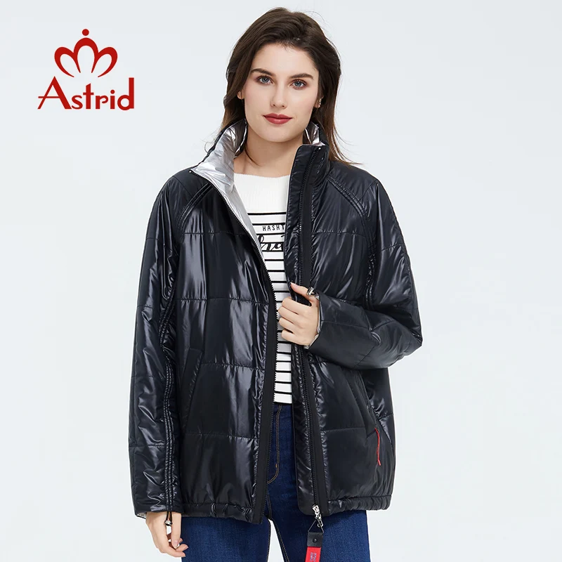 Astrid 2022 Spring Women Parka  Tide brand  Coat Warm Jacket  Thin Cotton Bright Colors  Short  Coat   Standing Collar ZM-3053