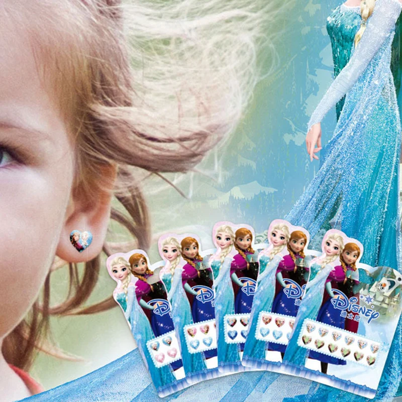 Disney girls Frozen elsa Anna 3D earrings stickers Princess Sophia Mickey Minnie kids Makeup DIY Toys Nail Stickers
