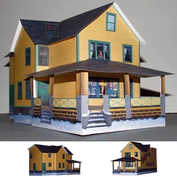 Two-storey Villa Cabin Building 3D Paper Model DIY Puzzle Parent-child Manual Class Origami Papercraft Toy