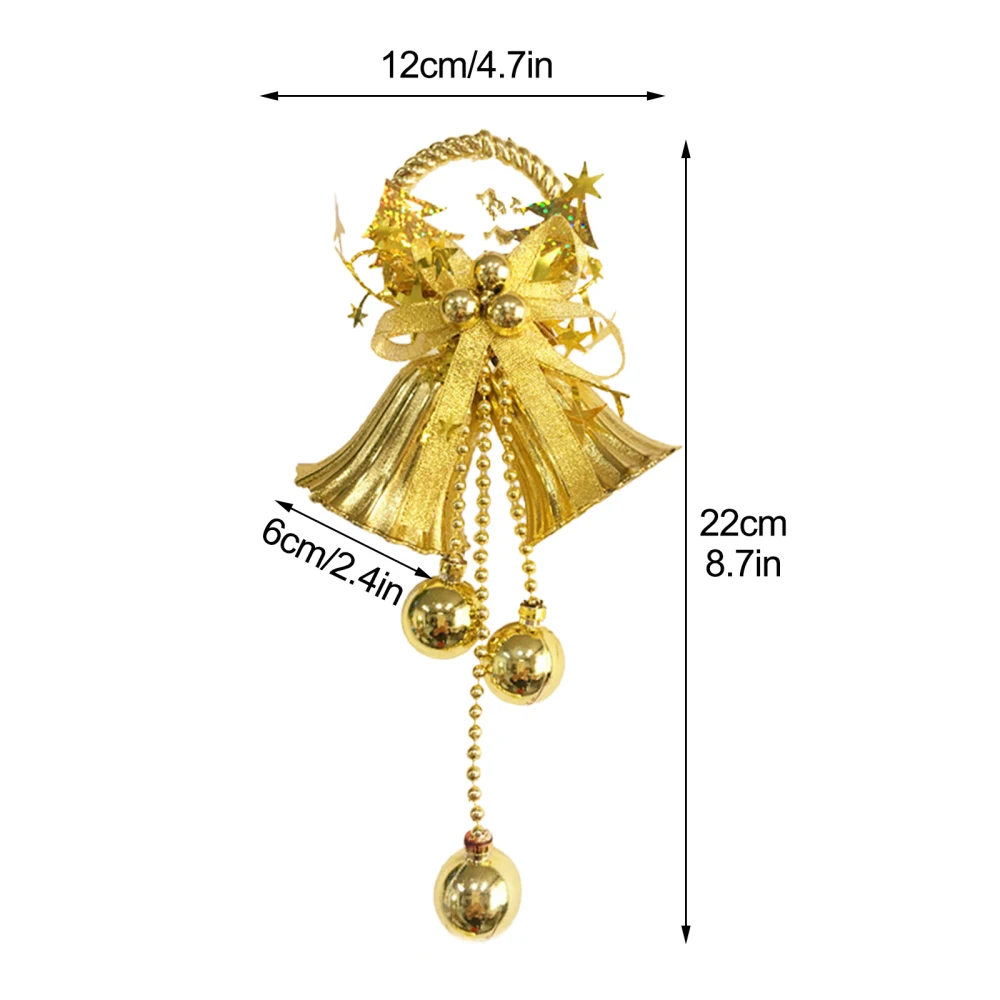 Christmas Bell Hanging Ornament Bells Golden Decoration Ornaments Snowman Tree Deer Brooch Pin Pendant Plastic Vintage