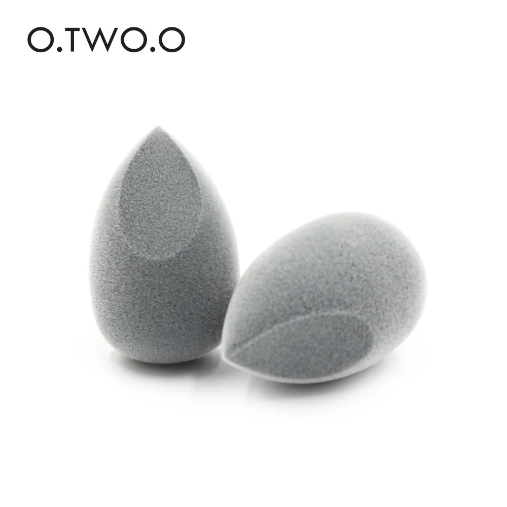 O.TWO.O 1pc Grey Flocking Water Drop Puff Cut a little 3D powder puff Wet and dry beauty eggs sponge puff