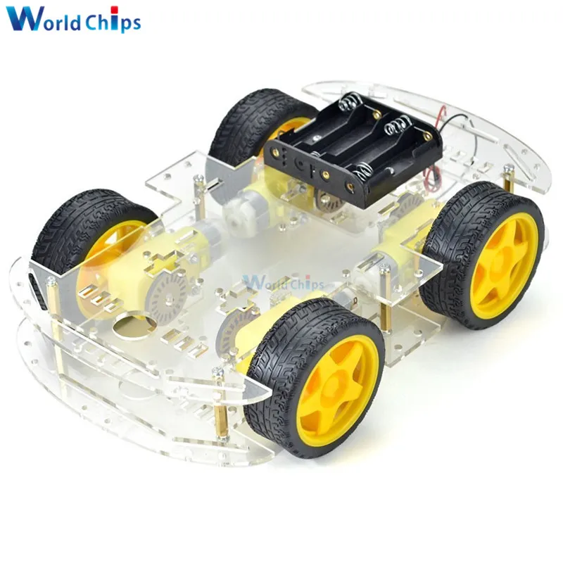 Kit De Chasis 4WD Para Robot Con Codificador De Velocidad – Compatible Con Arduino, Plataforma Inteligente DIY Con Motores De Engranajes De ABS Y Metal