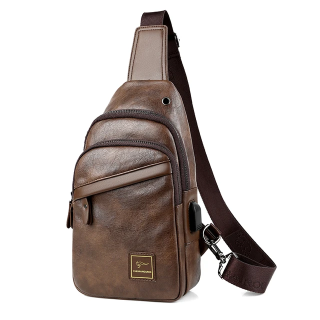 Bolso de pecho de cuero tipo canguro para hombre bandolera de viaje senderismo marca de lujo AliExpress